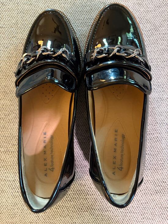 Alex Marie Shoes - Alex Marie grensley black patent chain loafers six 6